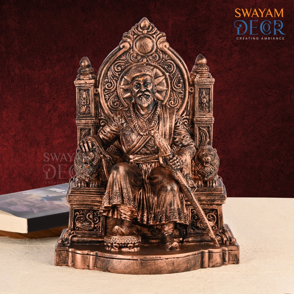 Golden Majesty Shivaji Idol In Black Finish | Shop Now